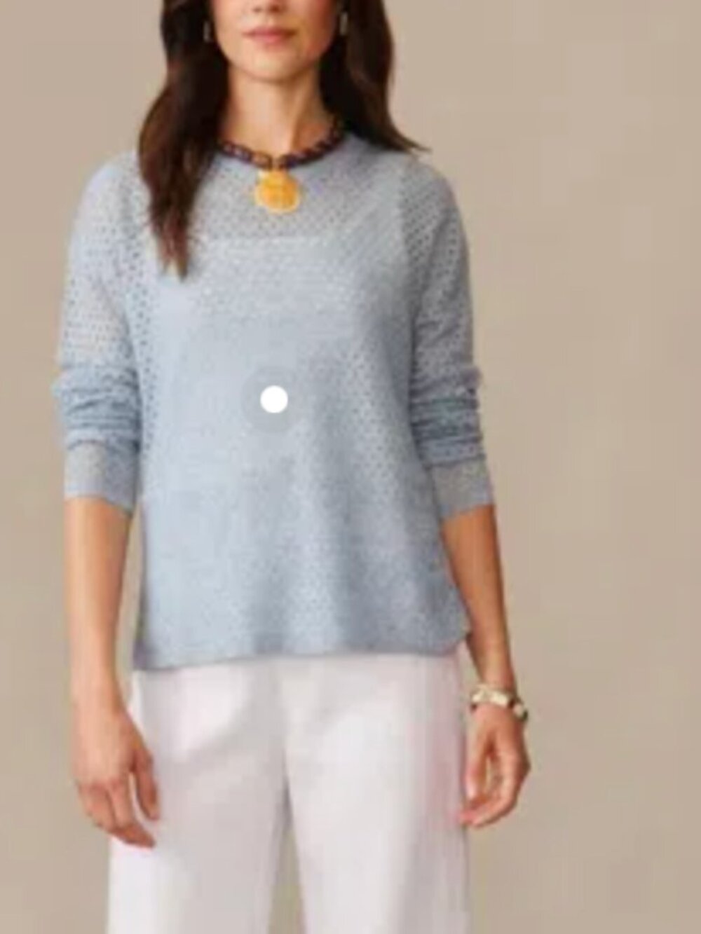 J McLaughlin Philomena Open-Knit Crewneck Sweater Cashmere Linen Blend